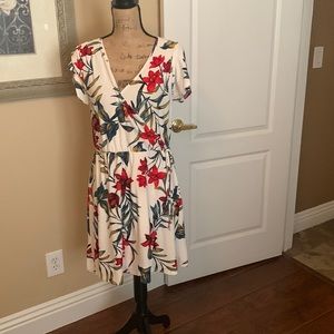White floral wrap dress